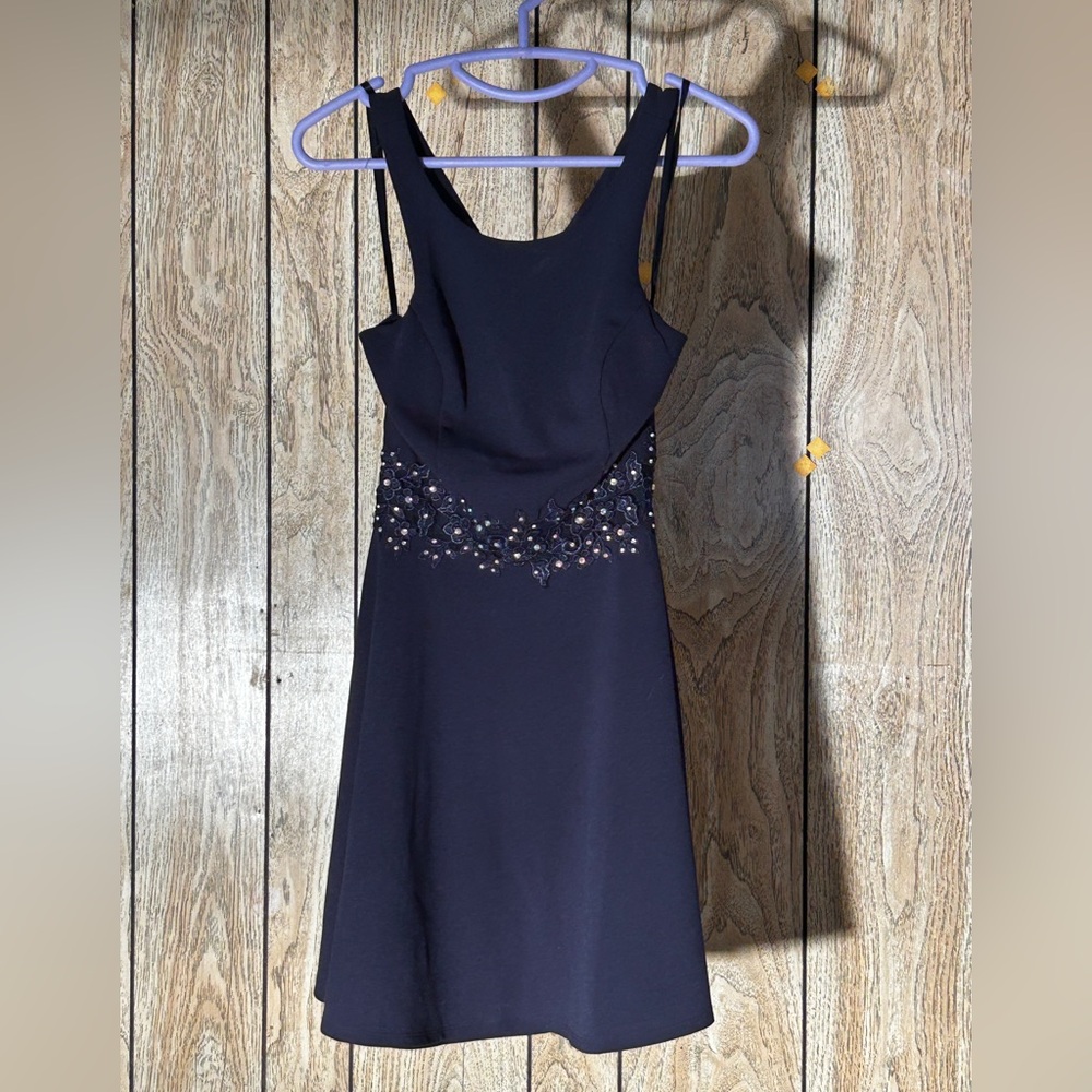 Navy blue dress.